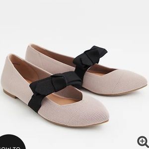 TORRID Beige Stretch Knit Marry Jane Bow Flat